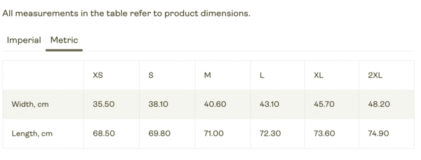 Next Level Racerback Size Chart Metric